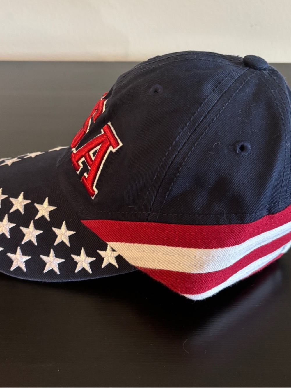 USA Embroidered Navy Baseball Cap with Stars - Picture 2 of 6